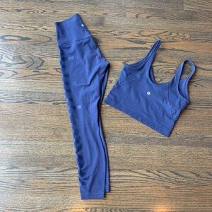 Lululemon Align Tank & High-Rise Pant 25" Graphic Wordmark Night Sea RARE EUC